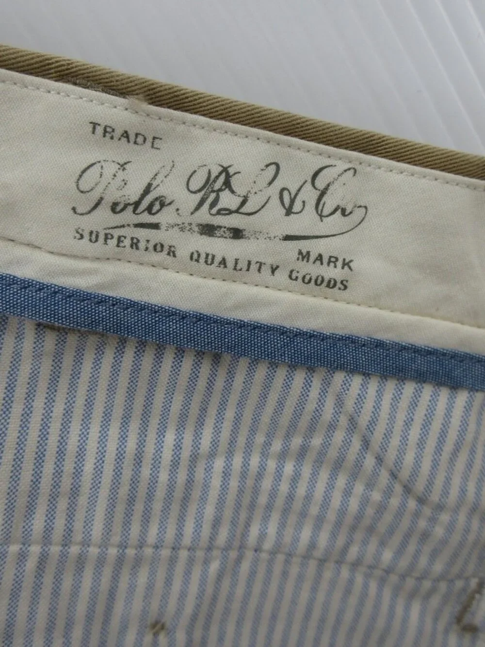 Polo Ralph Lauren Pants 44X32 Khaki Chino Classic Fit Trousers Canvas
